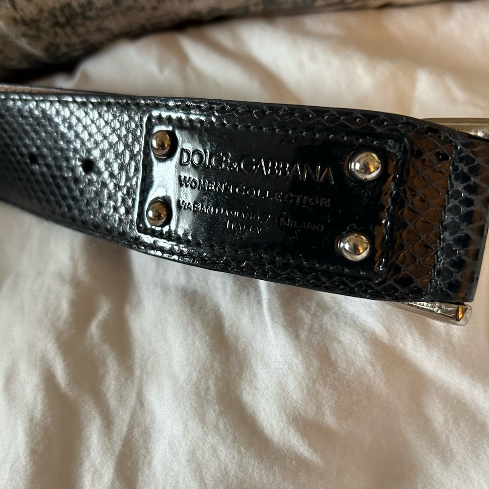 Dolce and Gabbana black python belt size 95 cm 33”